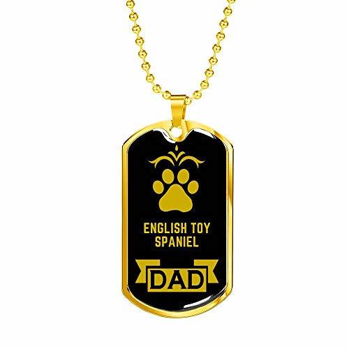 Dog Lover Gift English Toy Spaniel Dad Dog Necklace Stainless Steel or 18k Gold