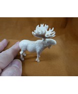 (moo-w53) small white Moose Elk bull standing shed ANTLER figurine Bali ... - $146.78