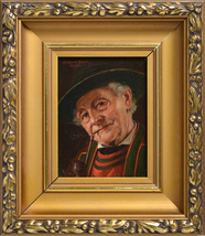 Cheerful Old Man Portrait by Geman Genre Master Otto Kirchner Signed Framed - £306.78 GBP