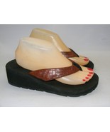 Speedo Women&#39;s Size 9 Black Brown Leather Flip Flops Thong Sandals Slide... - £20.41 GBP