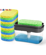 25oz Sponge Holder &amp; Dish Soap Dispenser with 12-Pack Natural Cellulose ... - £10.04 GBP