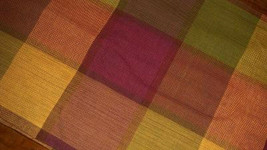 Crate &amp; Barrel Sloan Check Table Runner 120x17 Green Purple Yellow Gold ... - £10.24 GBP