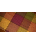Crate &amp; Barrel Sloan Check Table Runner 120x17 Green Purple Yellow Gold ... - £10.43 GBP