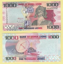 Sierra Leone P30a, 1000 Leones, Bai Bureh / satellite dish, $5 Cat Val !... - $37.41 MXN