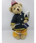 GANZ DELUXE PLUSH 14&quot; FIREMAN BEAR, Metal Buttons And Hat Clothing Hose ... - £13.19 GBP
