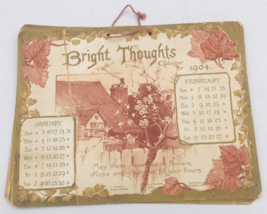 Antique 1904 EP Dutton &amp; Co Bright Thoughts Calendar Leaf &amp; Cottage Cattle - $12.19