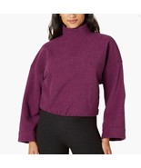 BEYOND YOGA Cozy Pink Back East Pullover crop fleece size small wide sleeve - $53.22
