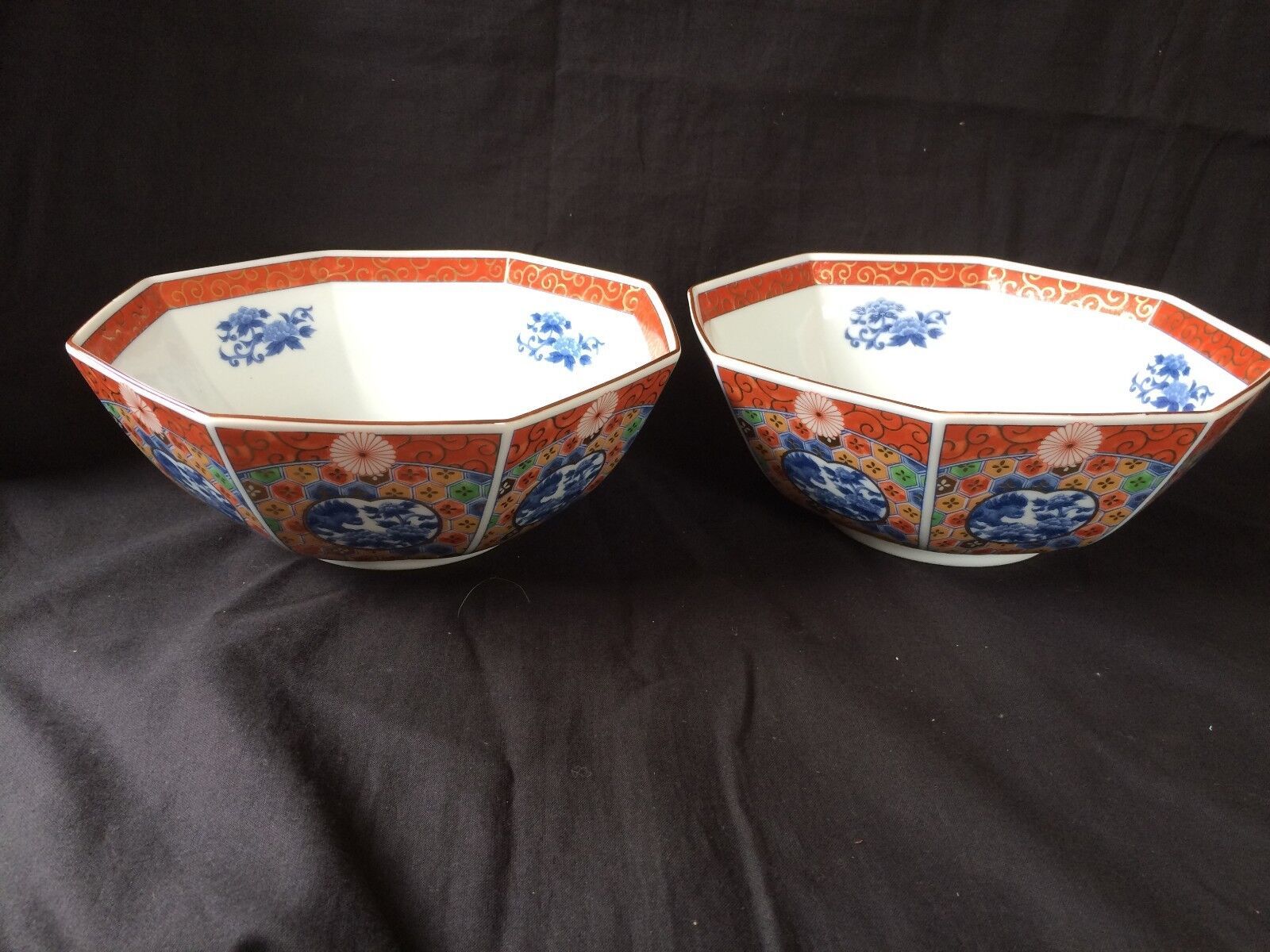Ancien Chinois Porcelaine Paire De Grand Bols. Marquée Bas - $243.36