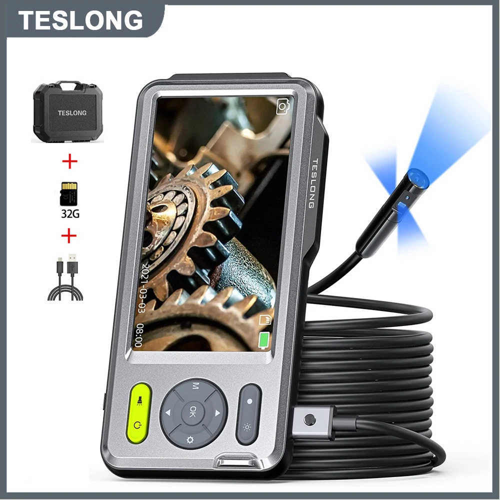 TESLONG 5.0 Inch IPS Screen 7.9mm Triple Lens Industrial Endoscope Camer... - £316.66 GBP