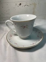 Home Styles Fine China Pink Floral Gold Trim Cup and Saucer Made in China - $6.88