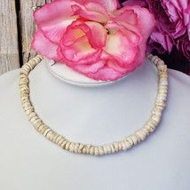 Real Cream Color Puka Shell Necklace Surfer Choker 15&quot; Surf - £23.59 GBP