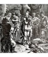 Clovis Punishing A Rebel Woodcut Print Victorian 1894 Art DWT2 - $39.99