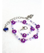 Daisy Purple Lavender Bracelet Silver White Dainty Trendy Style New Charm - $15.68