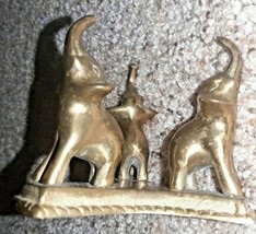 3 Elephant Solid Brass Figurine Trunks Up Good Luck Vintage - £18.99 GBP