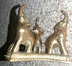 3 Elephant Solid Brass Figurine Trunks Up Good Luck Vintage - £18.17 GBP