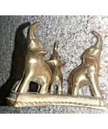 3 Elephant Solid Brass Figurine Trunks Up Good Luck Vintage - $24.30