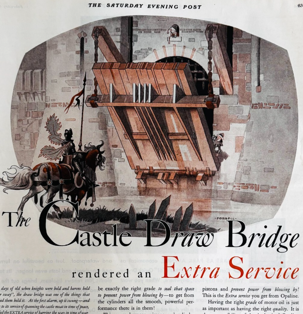 1930 Sinclair Opaline Motor Oil Advertisement Automobilia Castle Bridge ... - $39.99