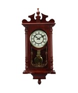 Bedford Collection 25 Inch Wall Clock with Pendulum and Chime in Dark Re... - $151.16