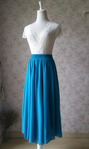 Blue Long Chiffon Skirt Outfit Summer Women Custom Plus Size Chiffon Skirt image 2