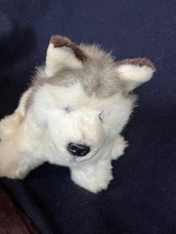 Gently Used Mary Meyer Plush Tan Gray &amp; Brown Realistic HUSKY Dog Stuffed Animal - £8.91 GBP