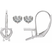 Heart Natural Mined Diamond Lever Back Earrings 14k White (0.78 Ct I Si1 ) - £1,047.77 GBP