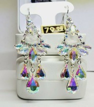 Crystals By Swarovski Opal Chandelier Earrings Sterling Silver Overlay Gorgeous! - £42.63 GBP