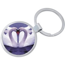 Heart Swans Keychain - Includes 1.25 Inch Loop for Keys or Backpack - £8.46 GBP