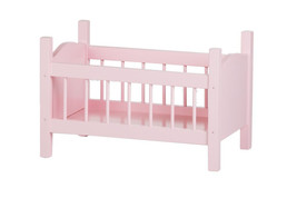 18&quot; Toy Baby Doll Crib Bed Handmade Bedding Heirloom Wood  Furniture PINK - £129.08 GBP