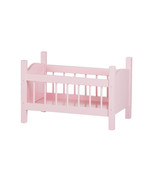 18&quot; Toy Baby Doll Crib Bed Handmade Bedding Heirloom Wood  Furniture PINK - £127.25 GBP