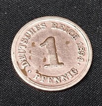 Beautiful !! 1894 German Germany Copper Coin 1 Pfennig  - $9.49