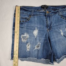Forever 21+ Distressed Denim Shorts Women&#39;s Plus 12 Blue Dark Wash Mid R... - £10.98 GBP