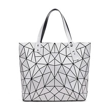 WSYUTUO Handbag Female Folded Ladies Geometric Plaid Bag Fashion Casual Tote Wom - £29.51 GBP