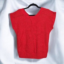 Vintage Jason Maxwell Sweater Womans Large Red Scoop Neck Sleeveless Flu... - £10.42 GBP