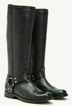 FRYE PHILLIP HARNESS EQUESTRIAN TALL RIDING BOOTS BLACK LEATHER ZIP 6.5NWT - £155.33 GBP