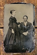 Antique Tin Type , Civil War Era - Husband and Wife (side) - New London Ct. - £7.07 GBP