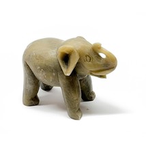 Chinese Carved Soapstone Hand Carved Elephant Trunk Up Figurine Mid-Cent... - $21.75