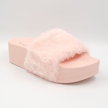 Wild Diva Lounge Women Platform Slide Sandals Tracy Size US 7 Pink Faux Fur - £7.13 GBP