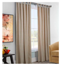 84&quot;L x 160&quot;W Thermalogic Check Tab-Top (Double-Wide) Curtain Pair Wheat - £45.65 GBP