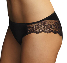 Ladies Maidenform Black Lace Tanga Panties XL Sz 8 Low Rise Underwear 40159 - £7.04 GBP
