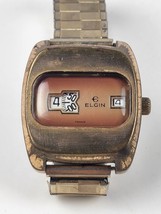 Vintage Elgin Jump Hour 17 Jewel Men&#39;s Wrist watch running mechanical gold tone - £249.19 GBP