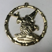 Walt Disney Mickey Sorcerer Fantasia Wizard Gold Tone Ornament Vintage 1983 - £4.67 GBP