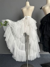 White High-low Tiered Tulle Maxi Skirt White Wedding Wrap Long Tulle Skirts image 3