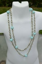 Vintage Clear faceted,glass beaded necklace with Large Blue Glass beads RUNWAY - £29.86 GBP