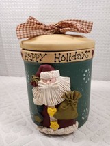 Joie de Vivre 3D Santa Crock Cookie Jar w/Lid Christmas Painted Stone Ri... - $18.66