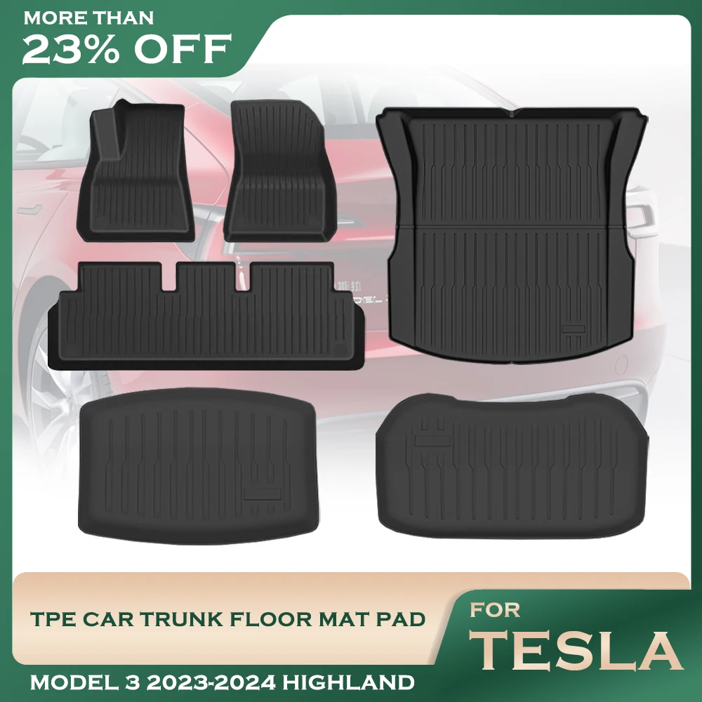 For Tesla Model 3 Highland 2024 TPE Floor Mats All Weather Trunk Mats Floor Mat - £31.02 GBP+