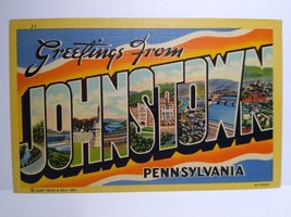 Greeting From Johnstown Large Letter Postcard Pennsylvania Linen Curt Teich - £7.58 GBP