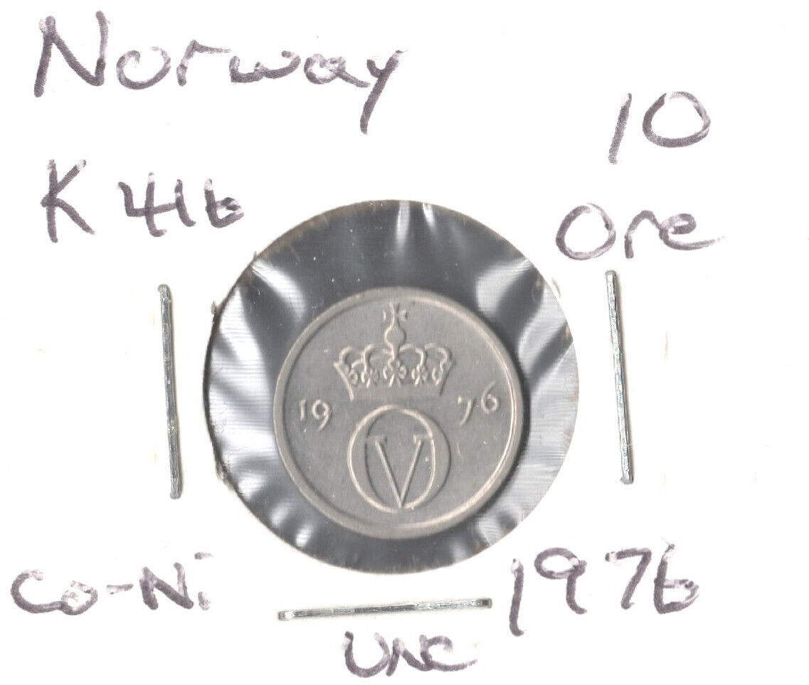 Norway 10 Ore, 1976, copper-nickel, KM 416, Uncirculated - $1.35