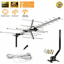 HDTV Yagi Outdoor Antenna Amplified Digital VHF UHF 200 Miles Mounting Pole - $36.62