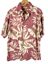 Kona Kai Hawaiian Shirt Large Pink Tropical Banana Leaf Aloha Hawaii Cruise - £29.24 GBP
