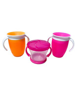 Munchkin Set Of 3 Double Handle Snack Catcher Bowl &amp; 2 Miracle 360 Sippy... - £10.14 GBP